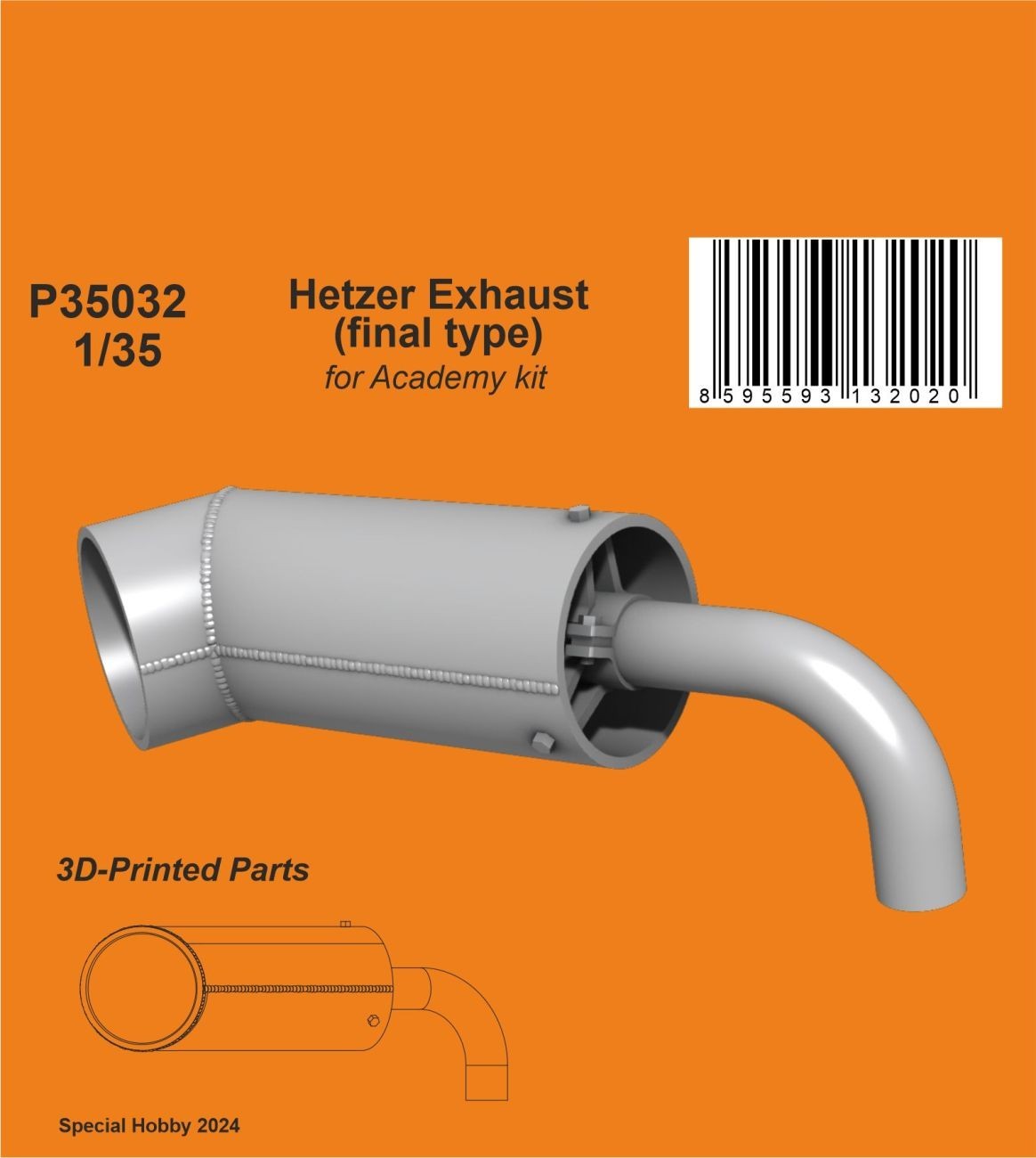 Hetzer Exhaust (final type) 1/35 / for Academy kit