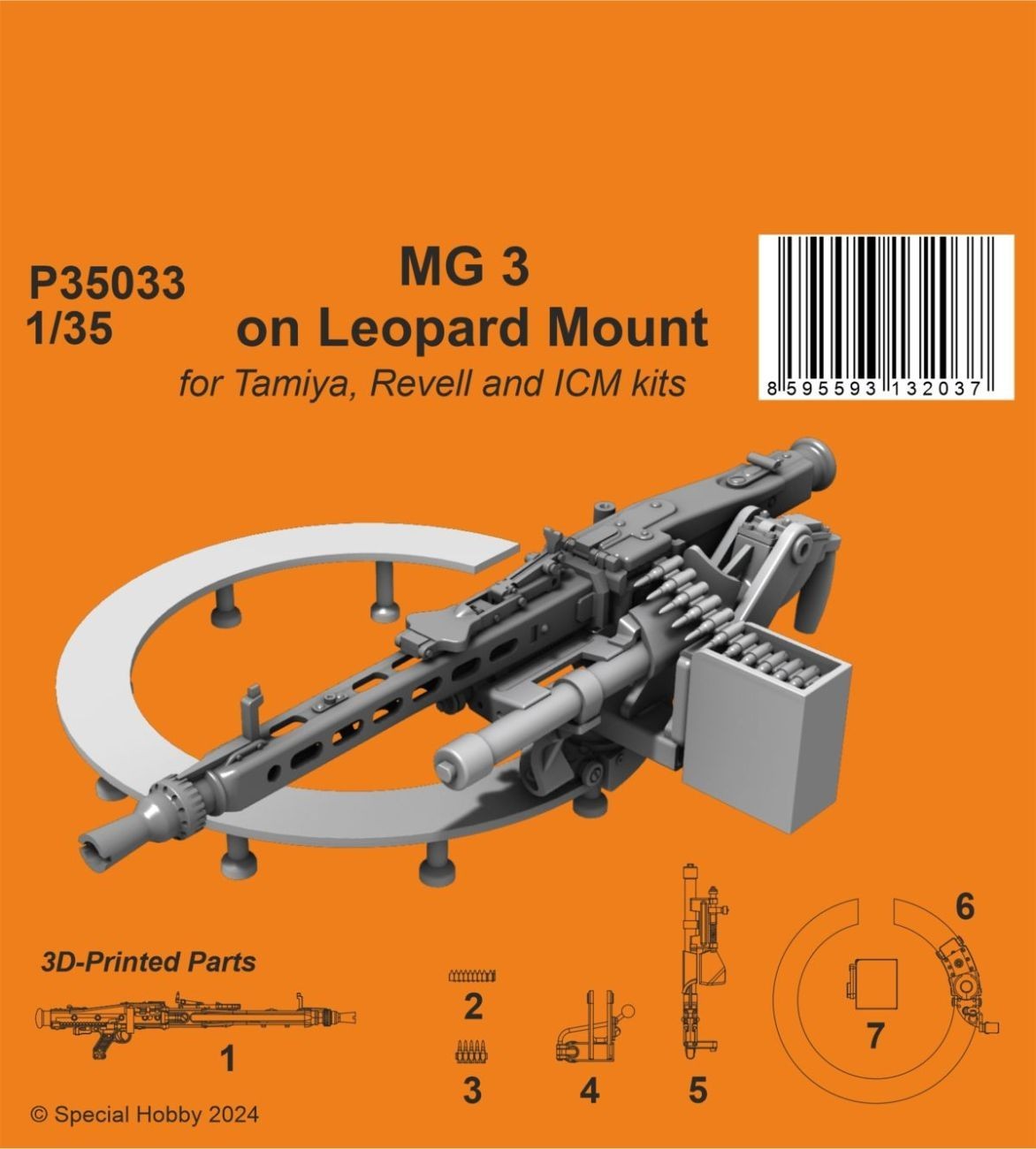 MG 3 on Leopard Mount 1/35 / for Tamiya, Revell and ICM kits