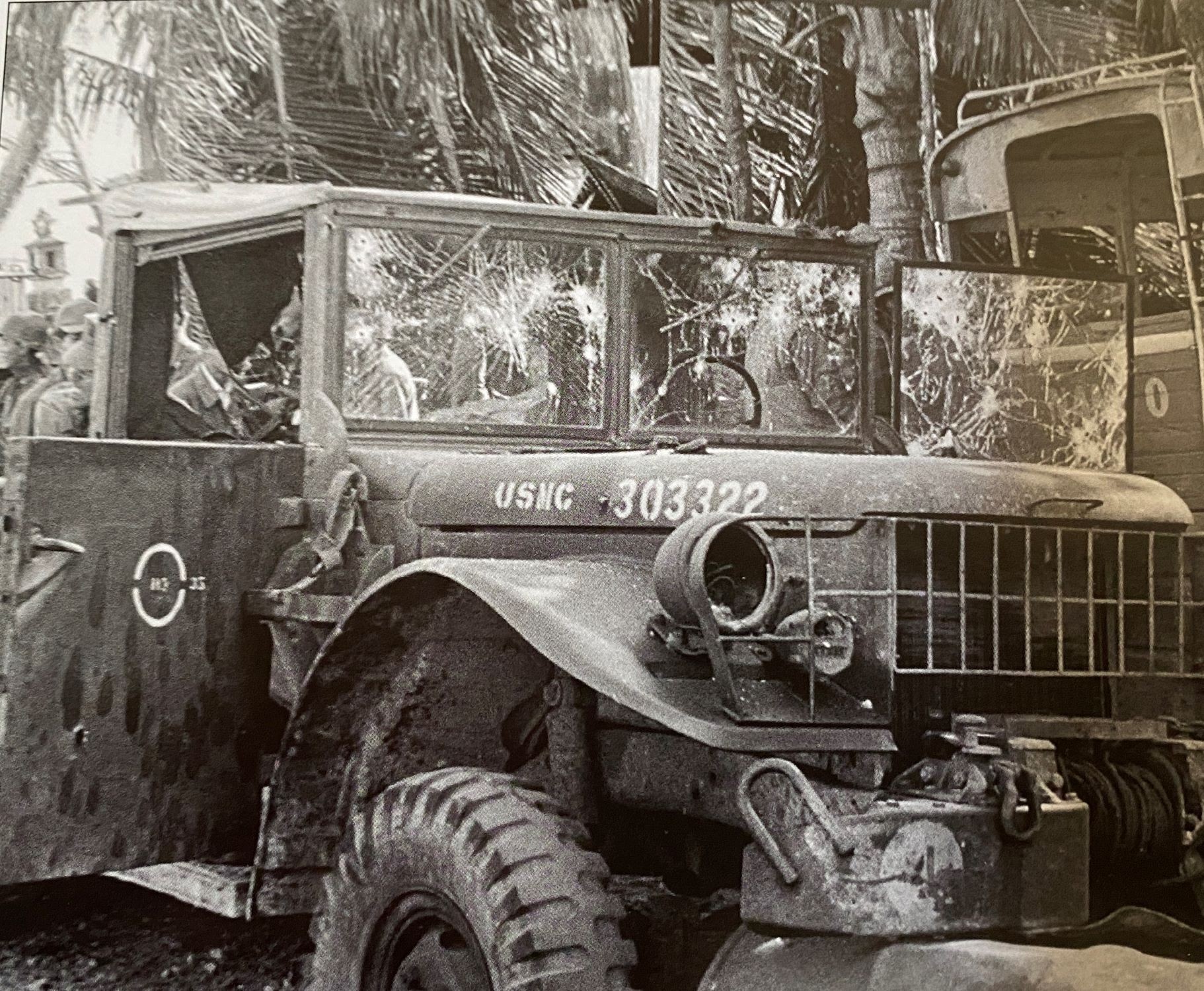 M37 suffers VC mine damage in Vietnam.