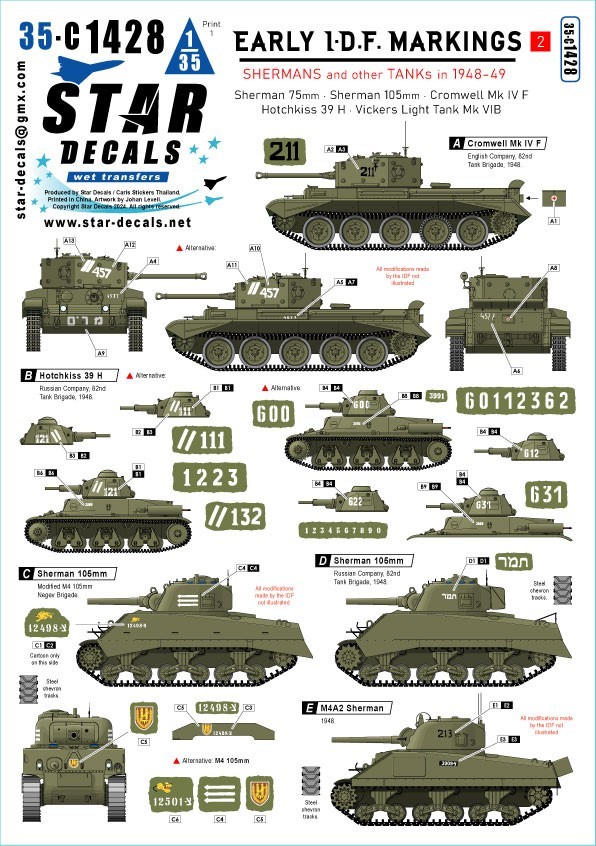 35-C1428 Early IDF Markings # 1. Israeli Armoured Cars and AFVs in 1948-49.