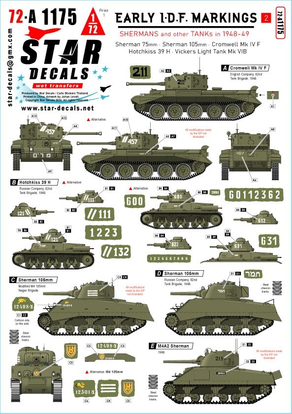 72-A1175 Early IDF Markings # 1. Israeli Armoured Cars and AFVs in 1948-49.