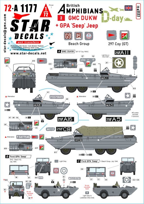 72-A1177 D-Day DUKW + SEEP. British Amphibians # 2.