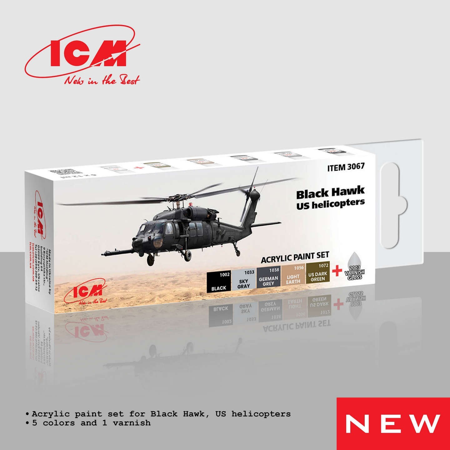 Acrylic paints set for Black Hawk US helicopters