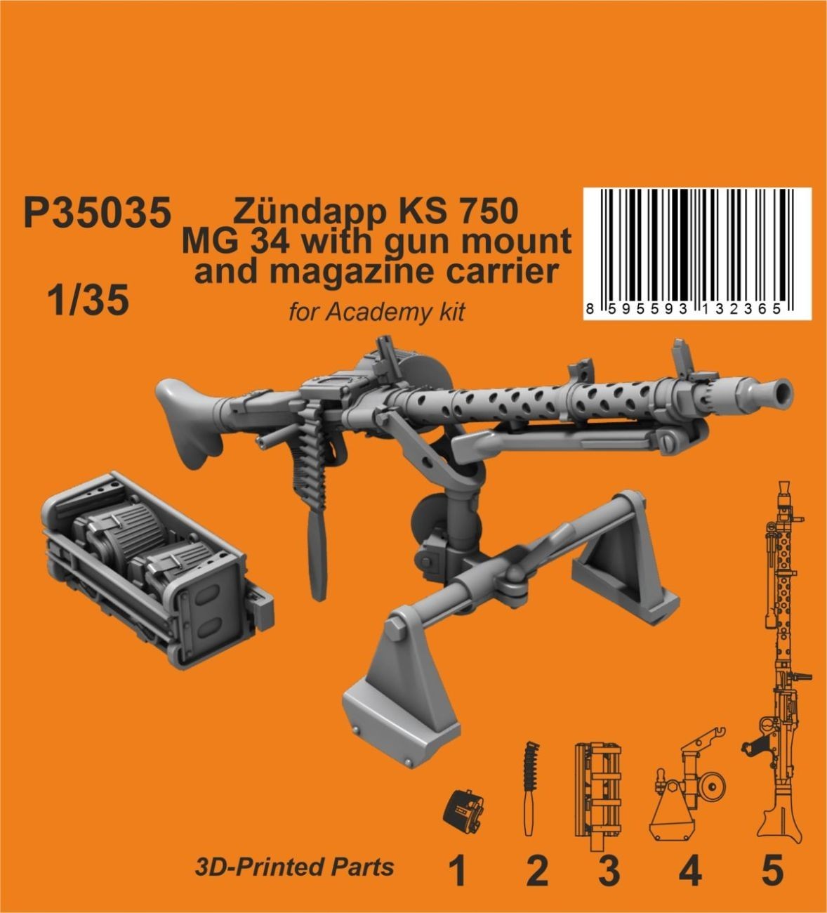 Zündapp KS 750 MG 34 with gun mount and magazine carrier 1/35 /   for Academy kit