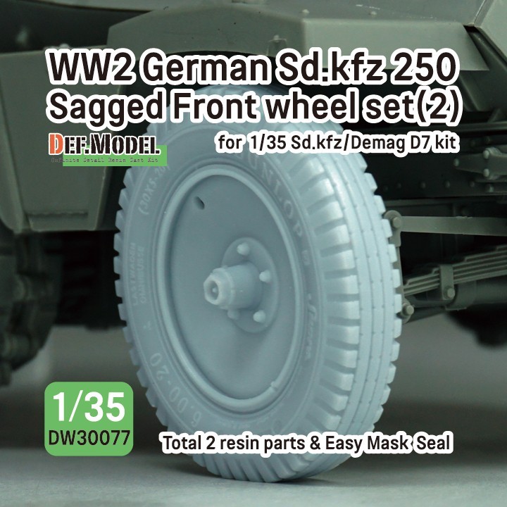 DW30077 WW2 German Sd.kfz 250 Half Track Sagged Front wheel set(2)