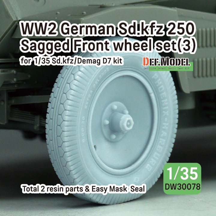 DW30078 WW2 German Sd.kfz 250 Half Track Sagged Front wheel set(3)