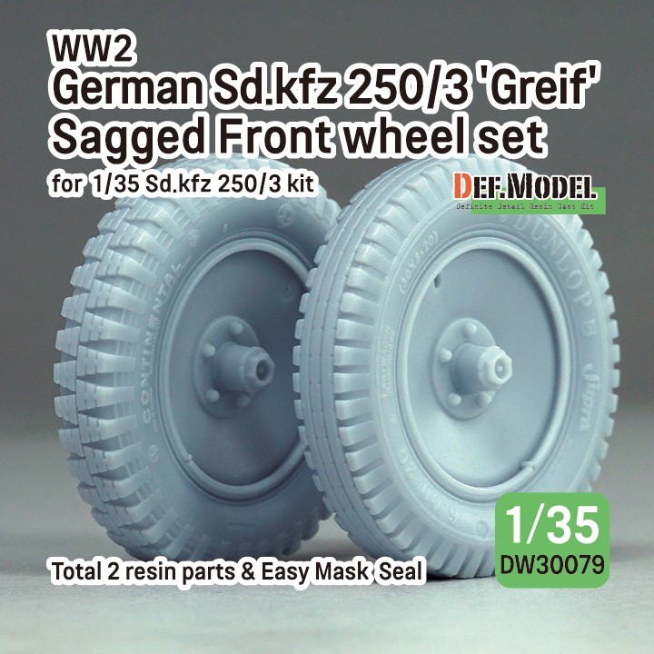 DW30079 WW2 German Sd.kfz 250/3 'Greif' Sagged Front wheel set