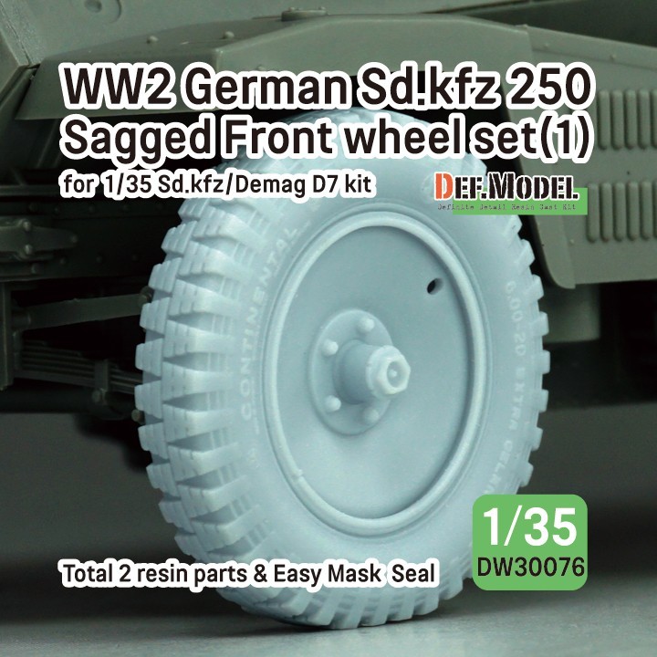 DW30076 WW2 German Sd.kfz 250 Half Track Sagged Front wheel set(1)