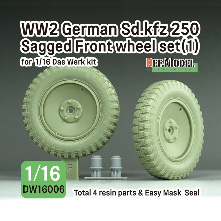 DW16006 WW2 German Sd.kfz 250 Half Track Sagged Front wheel set (1)