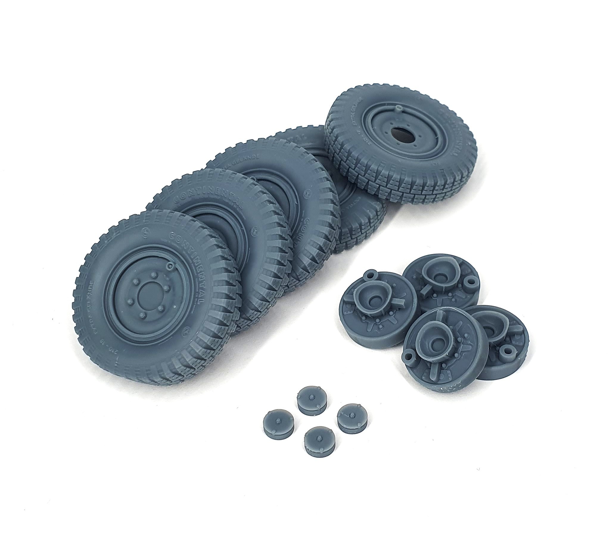 AFVs35-195 	  Sd.Kfz 222 late road wheels set with spare (weighted) type 1 (for Tamiya)