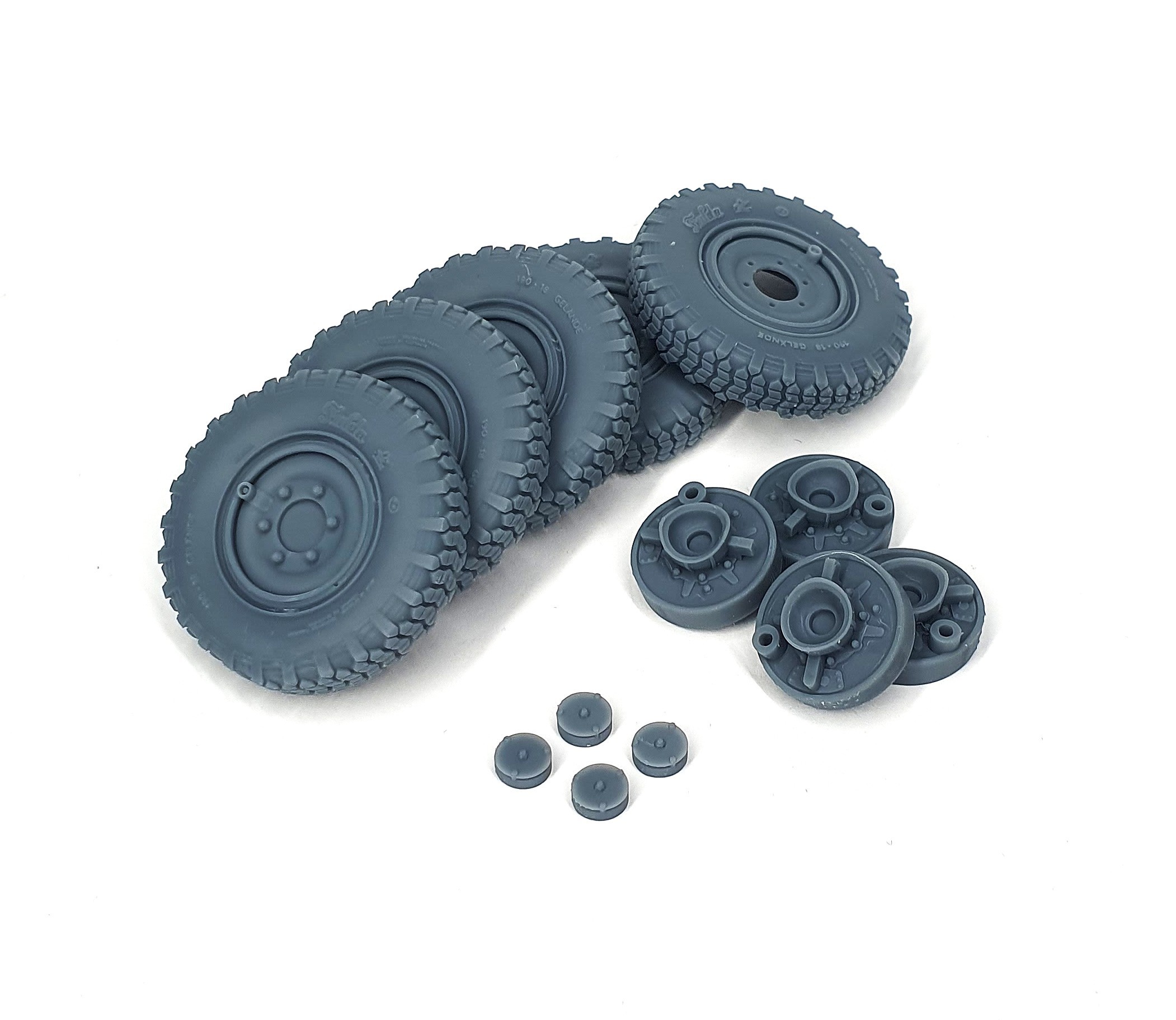 AFVs35-196 	  Sd.Kfz 222 late road wheels set with spare (weighted) type 2 (for Tamiya)