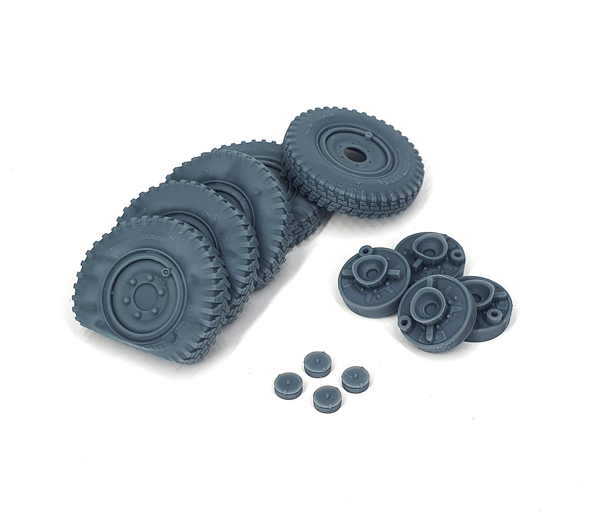 AFVs35-209 	  Sd.Kfz 222 late road wheels flat tires type 3 (4pcs + spare for Tamiya)