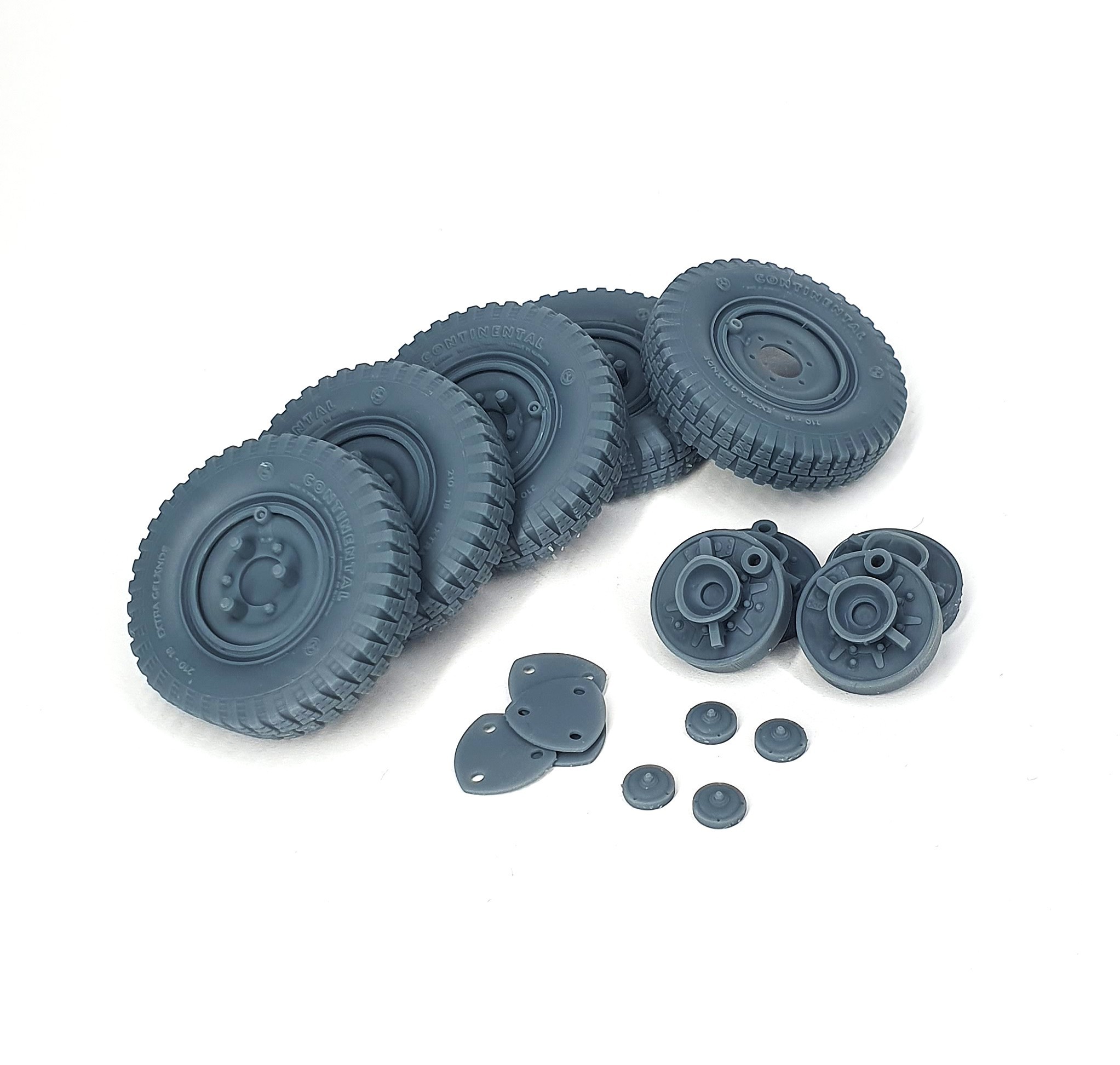 AFVs35-189 	  Sd.Kfz 222 early road wheels set with spare (weighted) type 1 (for Tamiya)