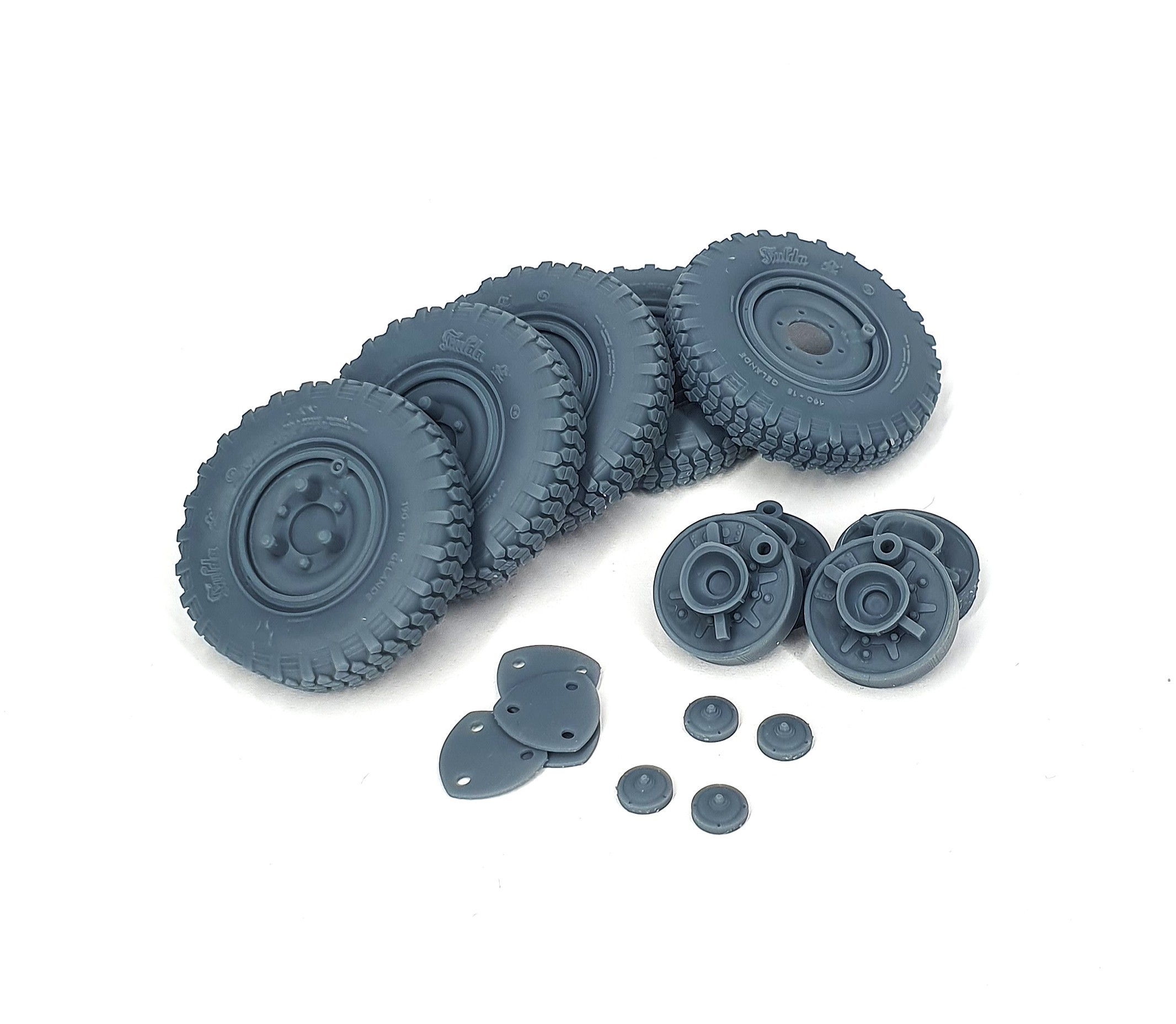 AFVs35-190 	  Sd.Kfz 222 early road wheels set with spare (weighted) type2 (for Tamiya)
