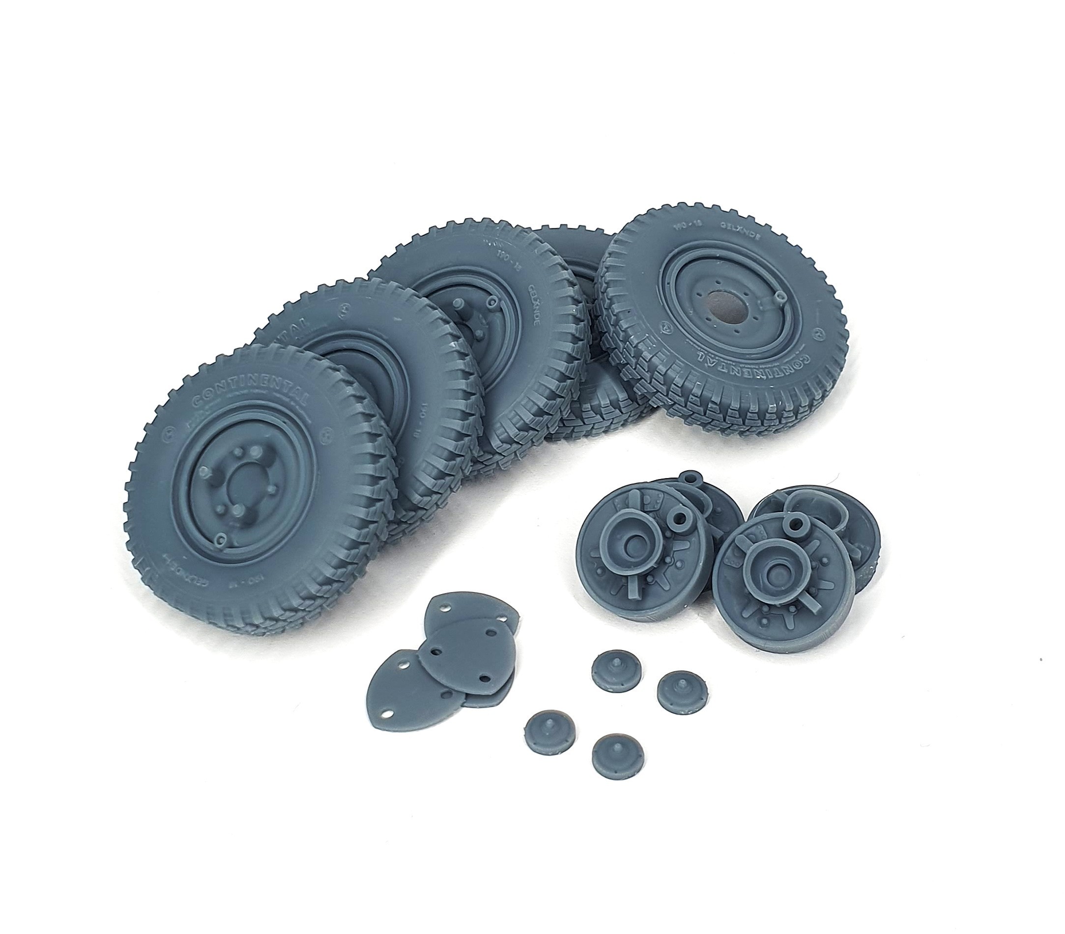 AFVs35-191 	  Sd.Kfz 222 early road wheels set with spare (weighted) type 3 (for Tamiya)