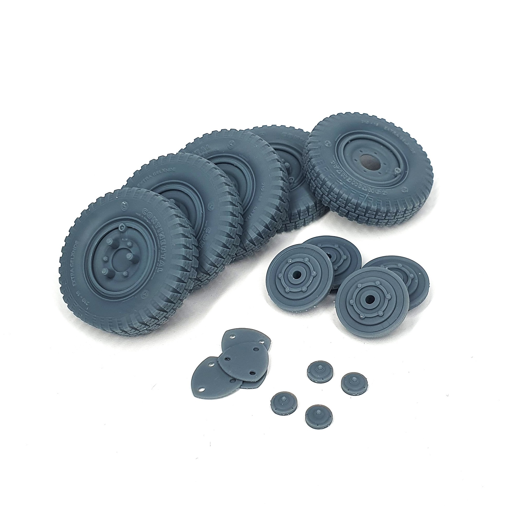 AFVs35-192 	  Sd.Kfz 222 early road wheels set with spare (weighted) type 1 (for Hobby Boss)