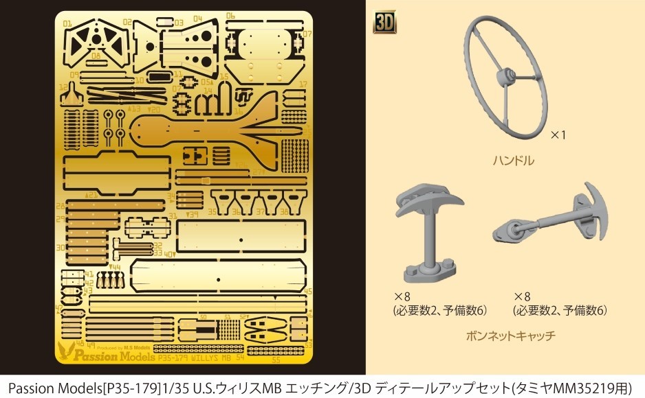 [P35-179] 1/35 U.S.Willys MB PE & 3D Parts Set [or Tamiya MM35219