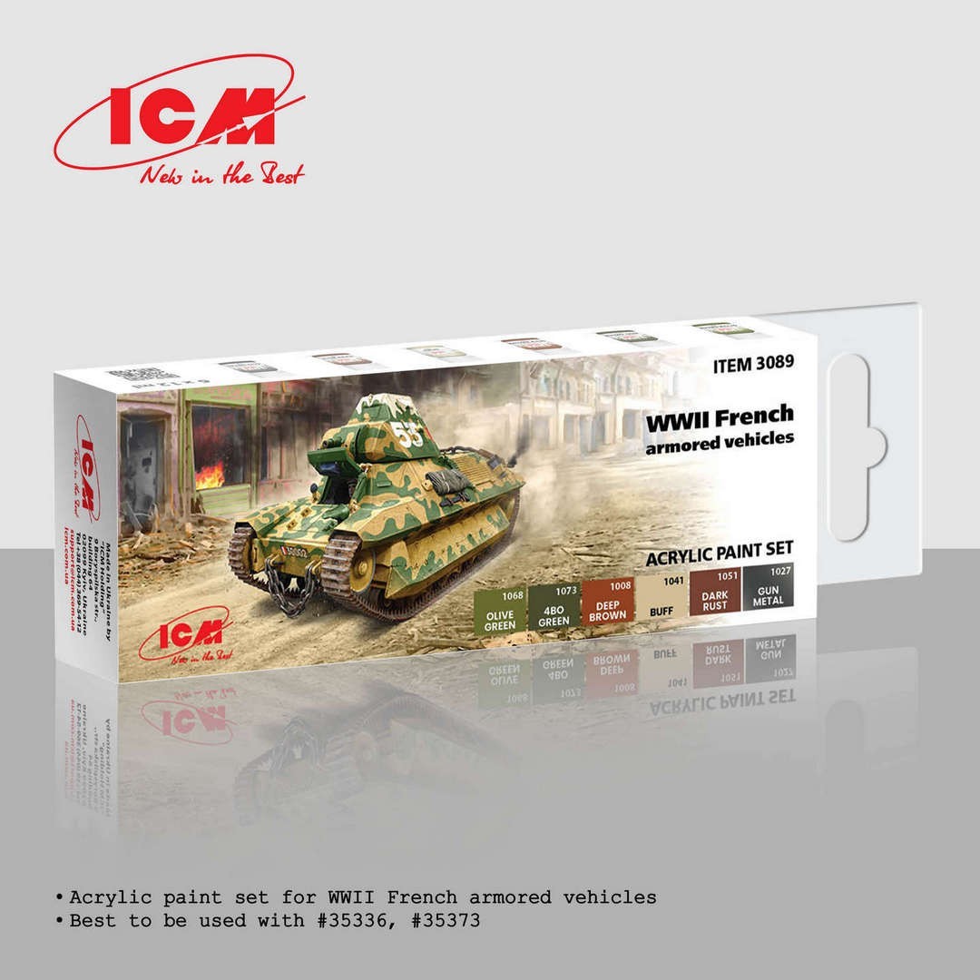 Acrylic paint set for WWII French armored vehicles