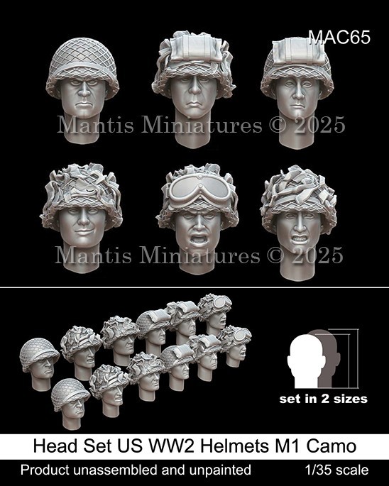 MAC65 Head Set US WW2 Helmets M1 Camo