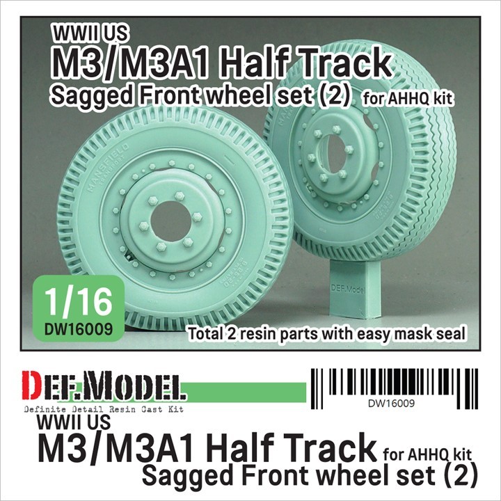 DW16009 WW2 US M3/M3A1 Half Track Sagged Front wheel set (2)