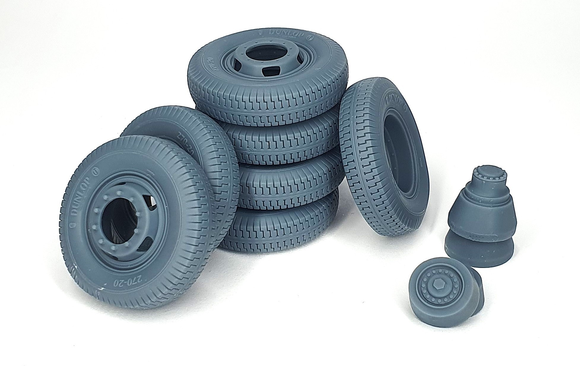 AFVs35-256 Mercedes L4500A road wheels set with spare (weighted) type 1 for Zvezda