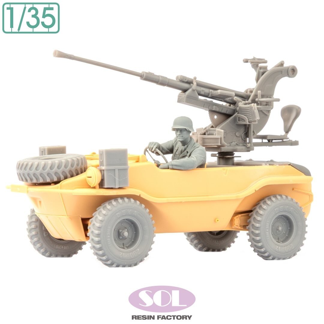 MM972 1/35 scale  2cm Gebirgsflak 38 auf  Schwimmwagen Typ 166 with Driver (for TAMIYA)