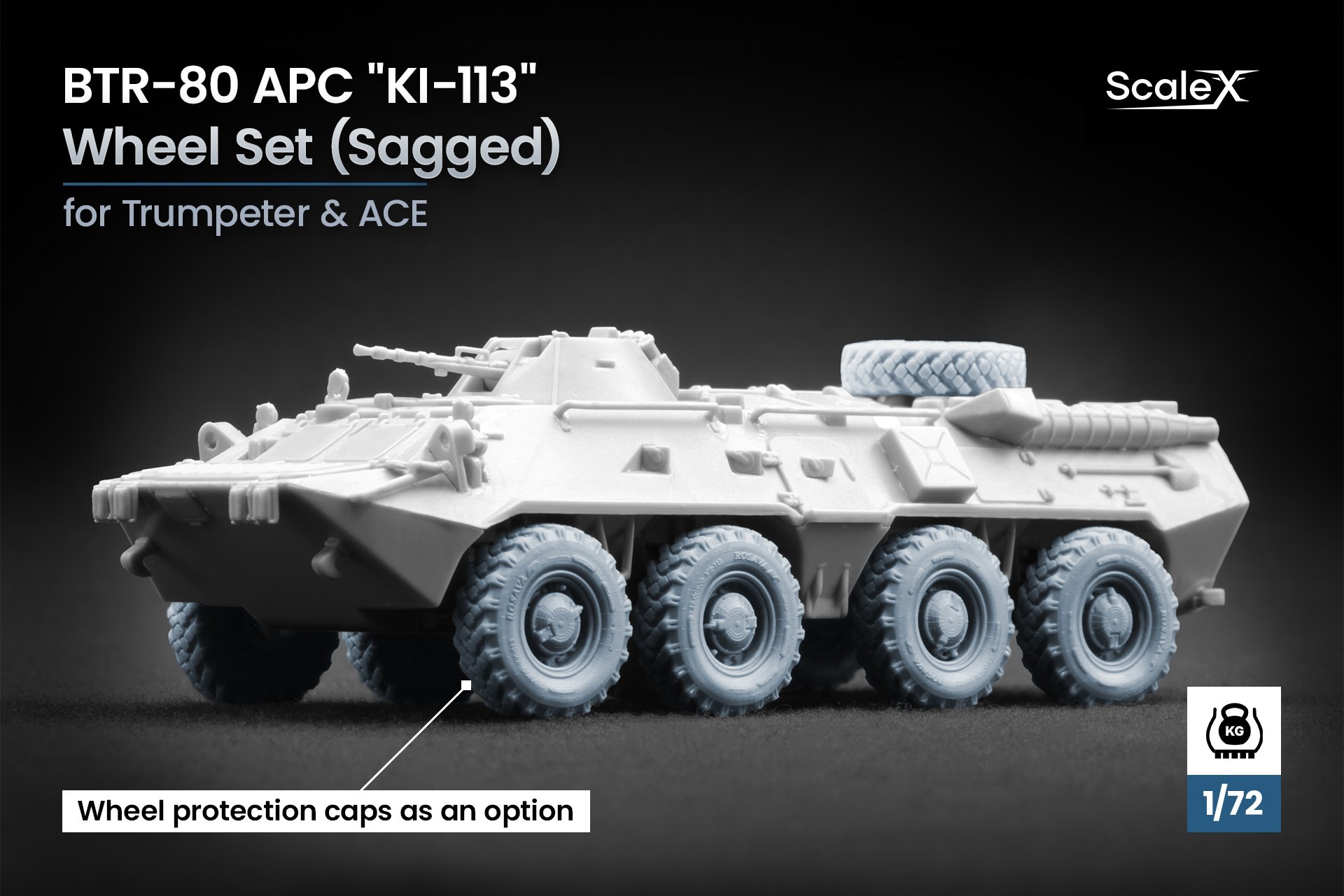 WM 72013S BTR-80 APC Sagged Wheel Set KI-113, Trumpeter & ACE