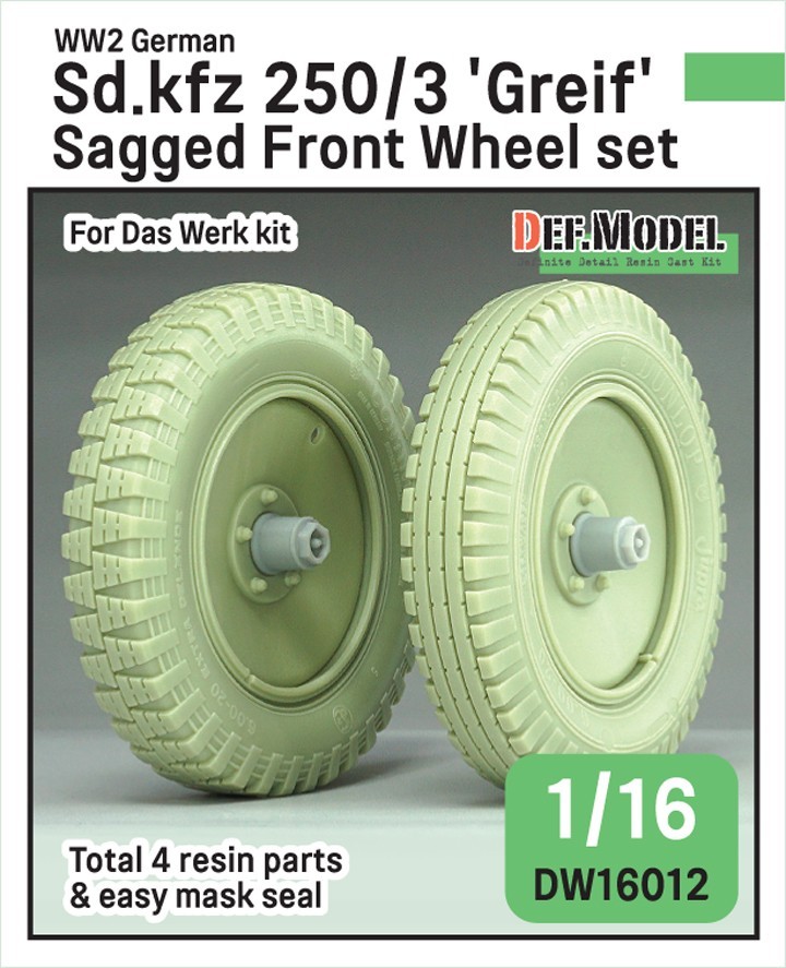 DW16012 WW2 German Sd.kfz 250/3 'Greif' Sagged Front wheel set