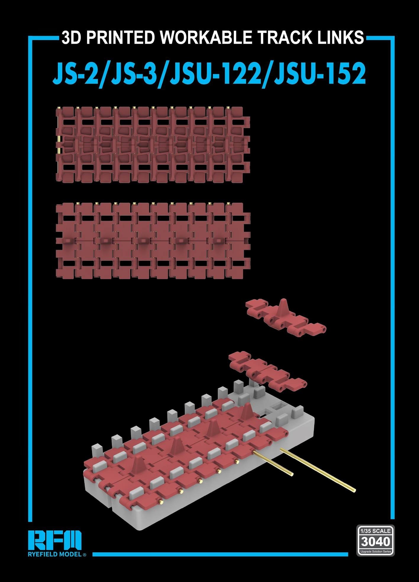 RM-3040 Workable Tracks for JS-2 (3D printed)， For JS-2/ JS-3/JSU-122/JSU-152