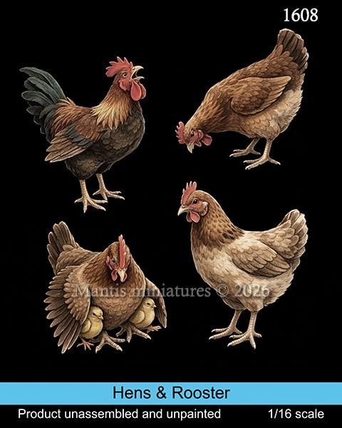 1608 Hens & Rooster 1/16