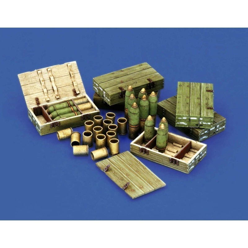 1144 Italian 100/17 100mm Ammunition with wooden crates set-WWII (1/35 scale)