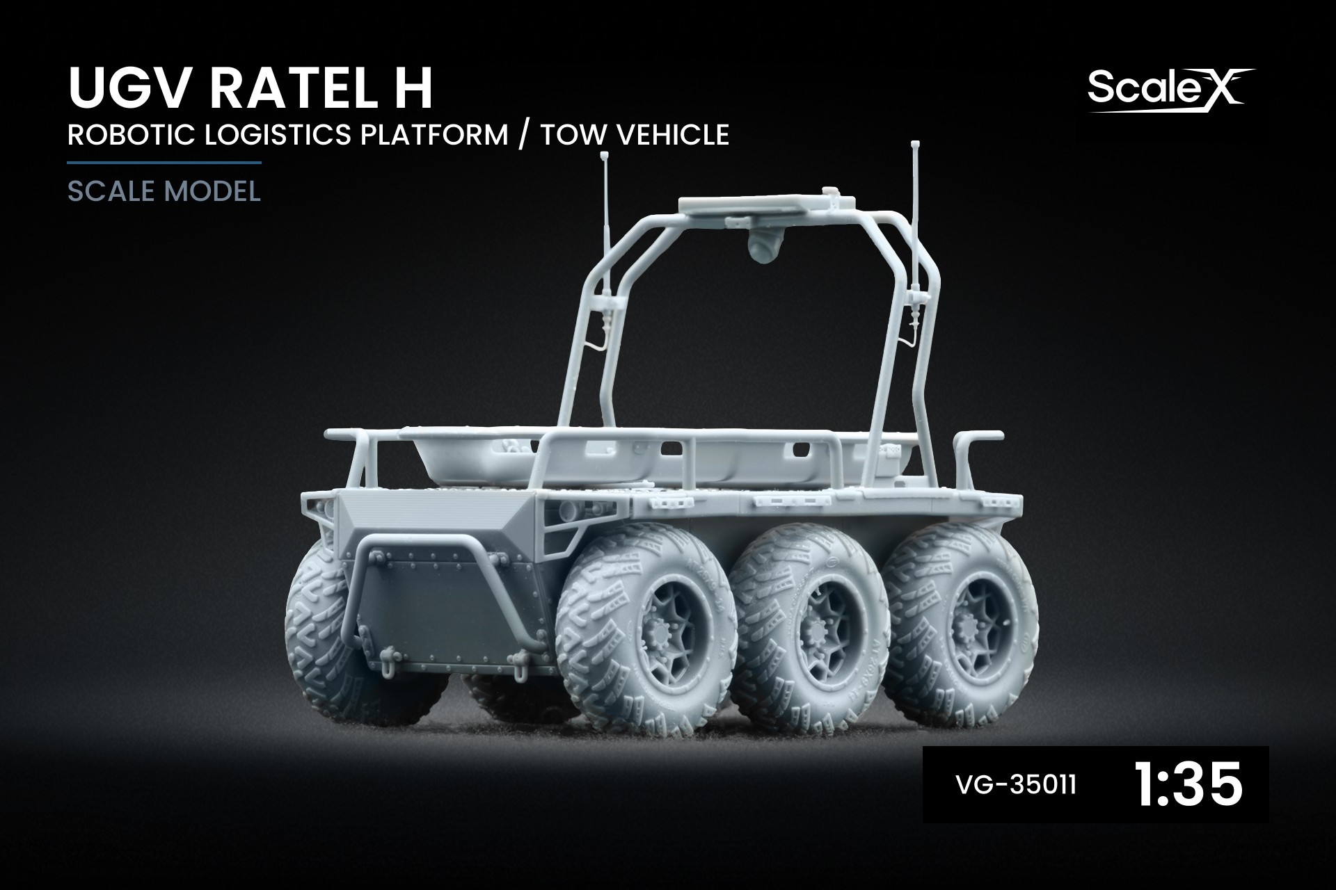 VG-35011 UGV “Ratel H” — robotic logistics platform/tow vehicle