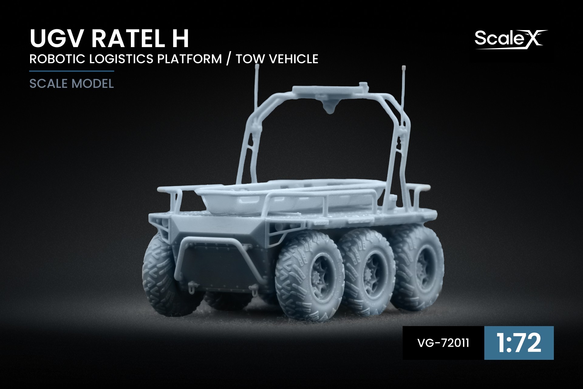 VG-72011 UGV “Ratel H” — robotic logistics platform/tow vehicle