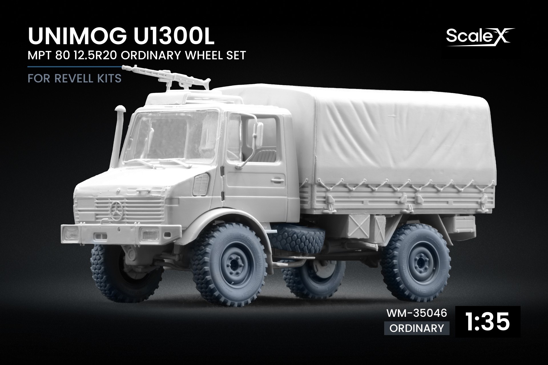 WM-35046 Unimog U1300L MPT 80 Ordinary Wheel Set for Revell