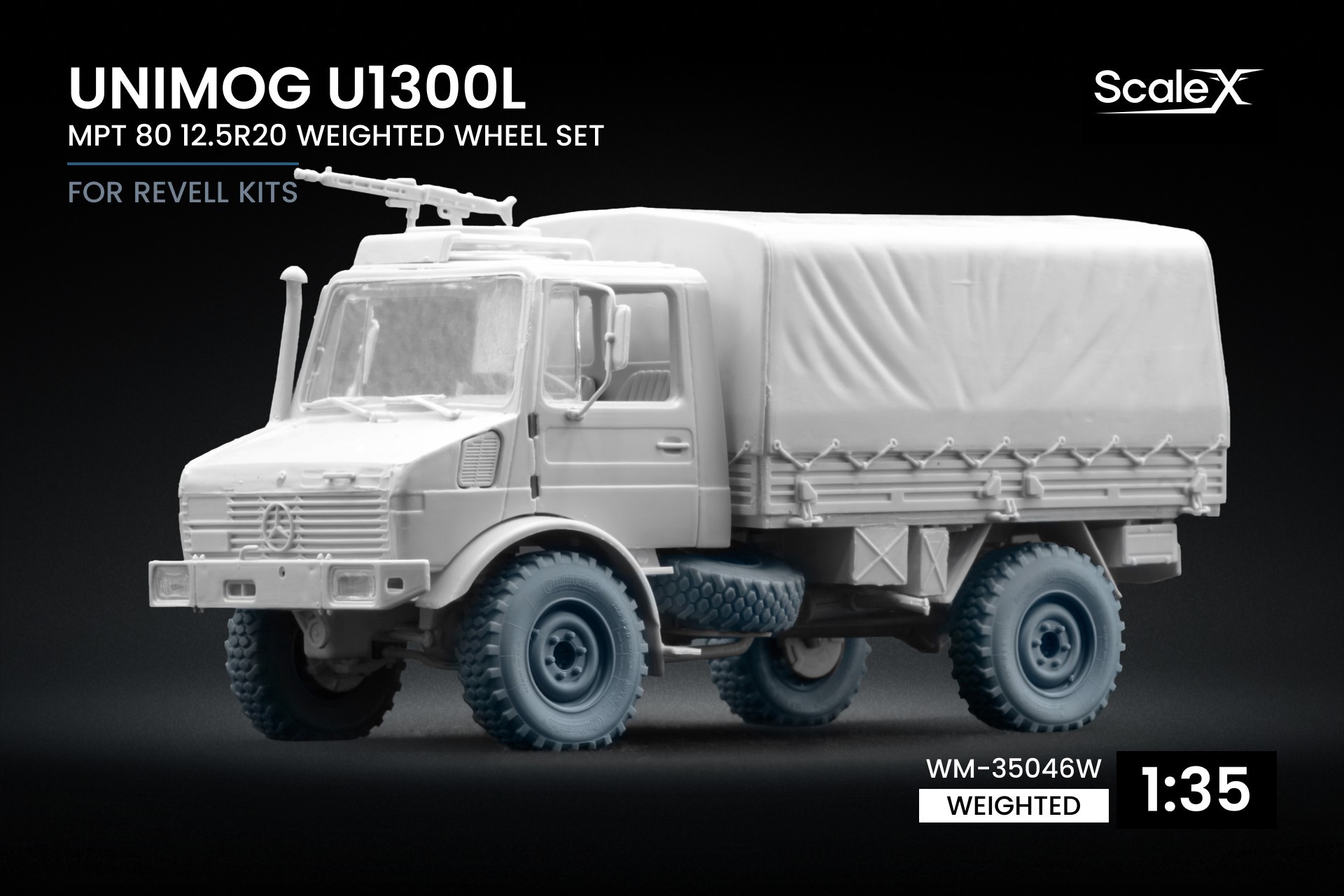 WM-35046W Unimog U1300L MPT 80 Weighted Wheel Set for Revell