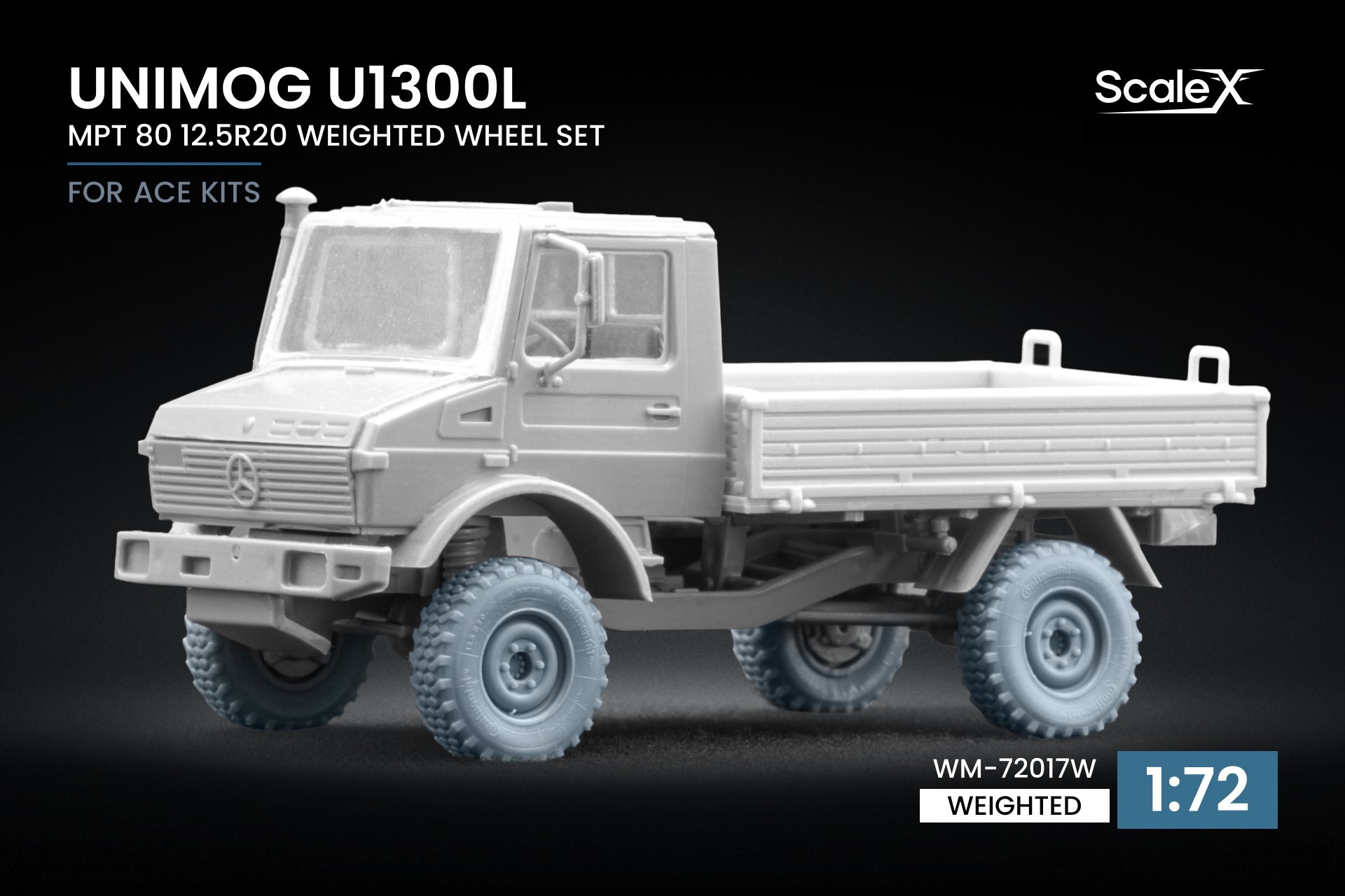 WM-72017W Unimog U1300L MPT 80 Weighted Wheel Set for ACE