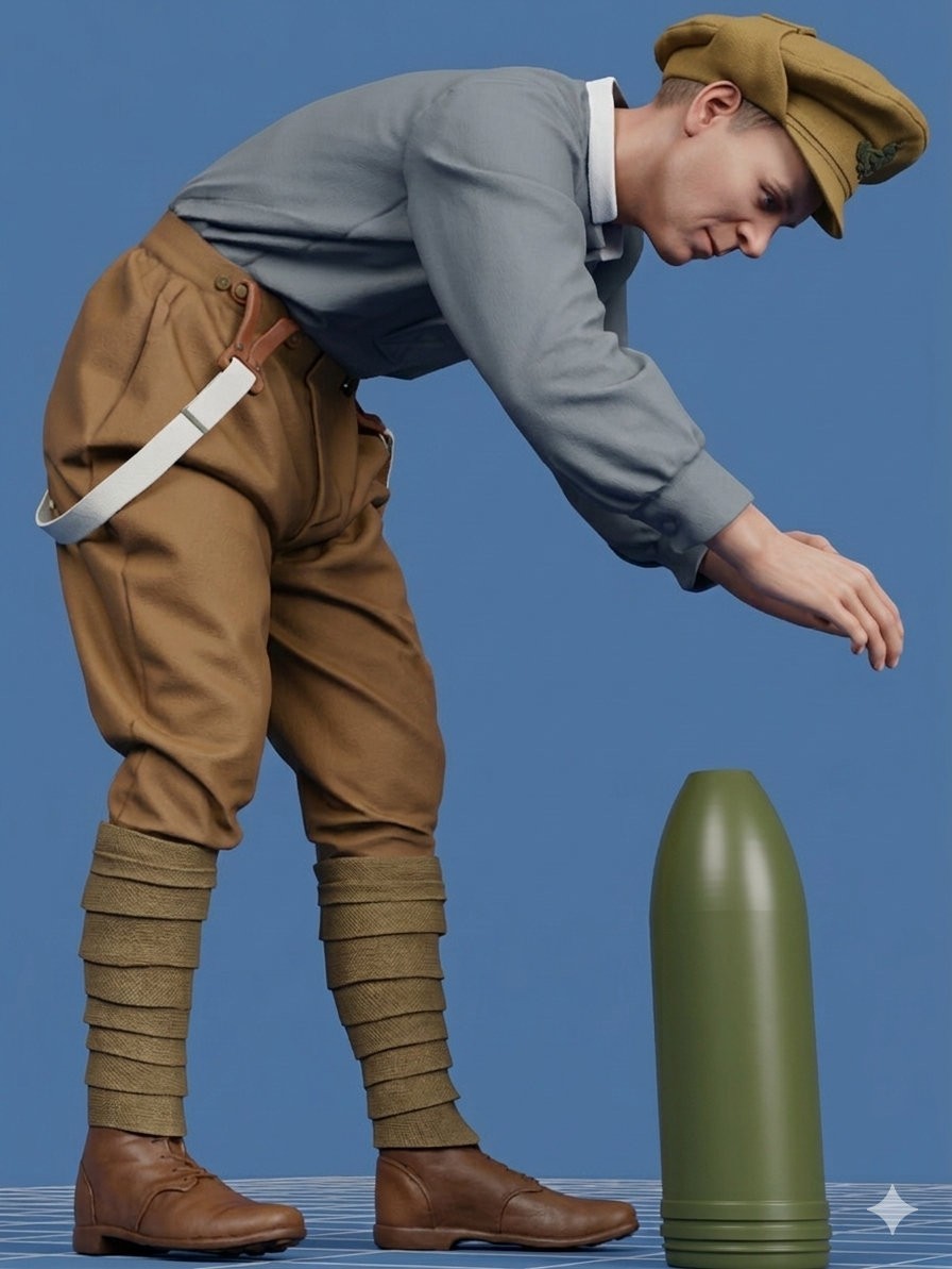 35.7026 Artilleryman No. 2 (with shell)