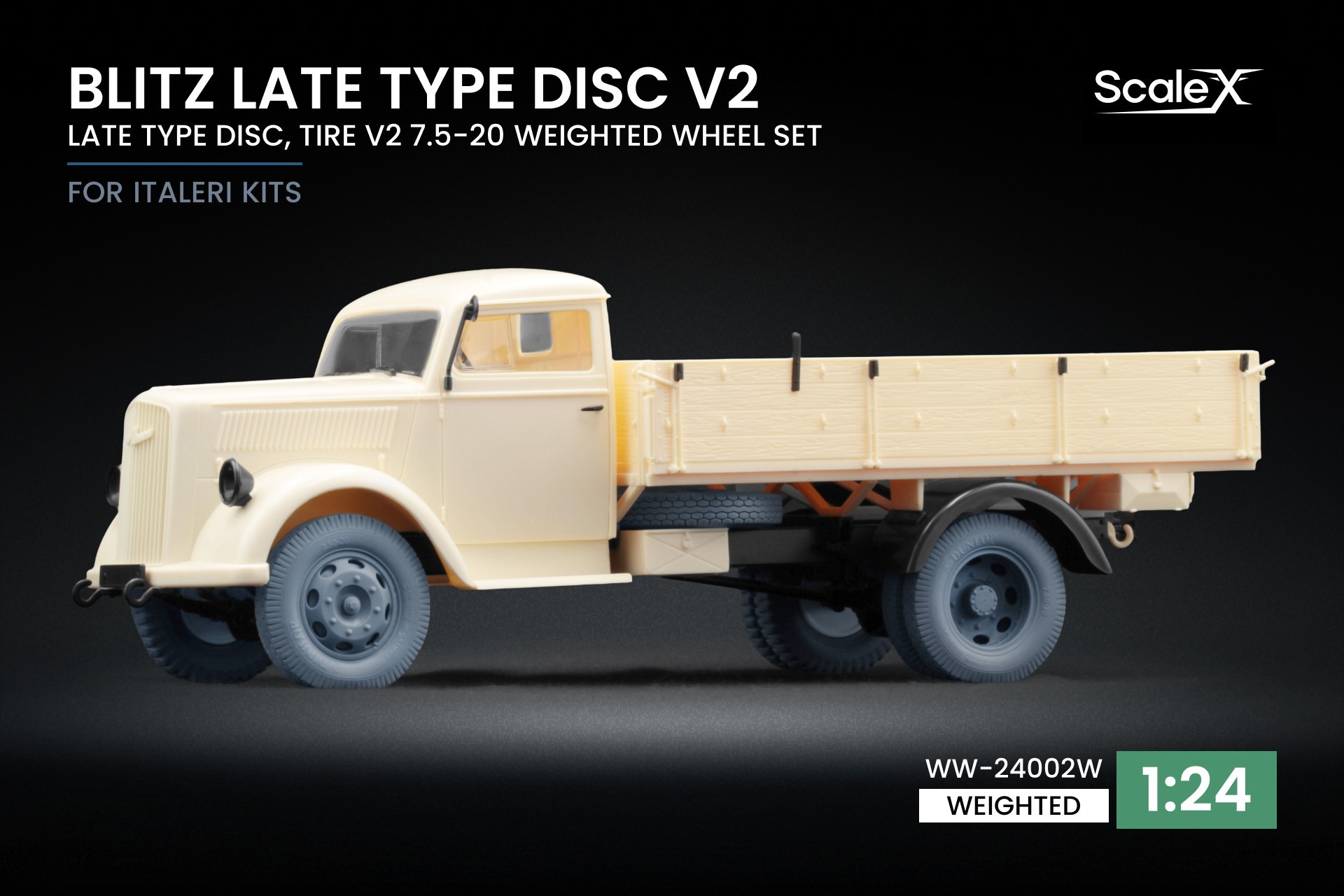 WW-24002W Blitz Late v2 Weighted Wheel Set for Italeri