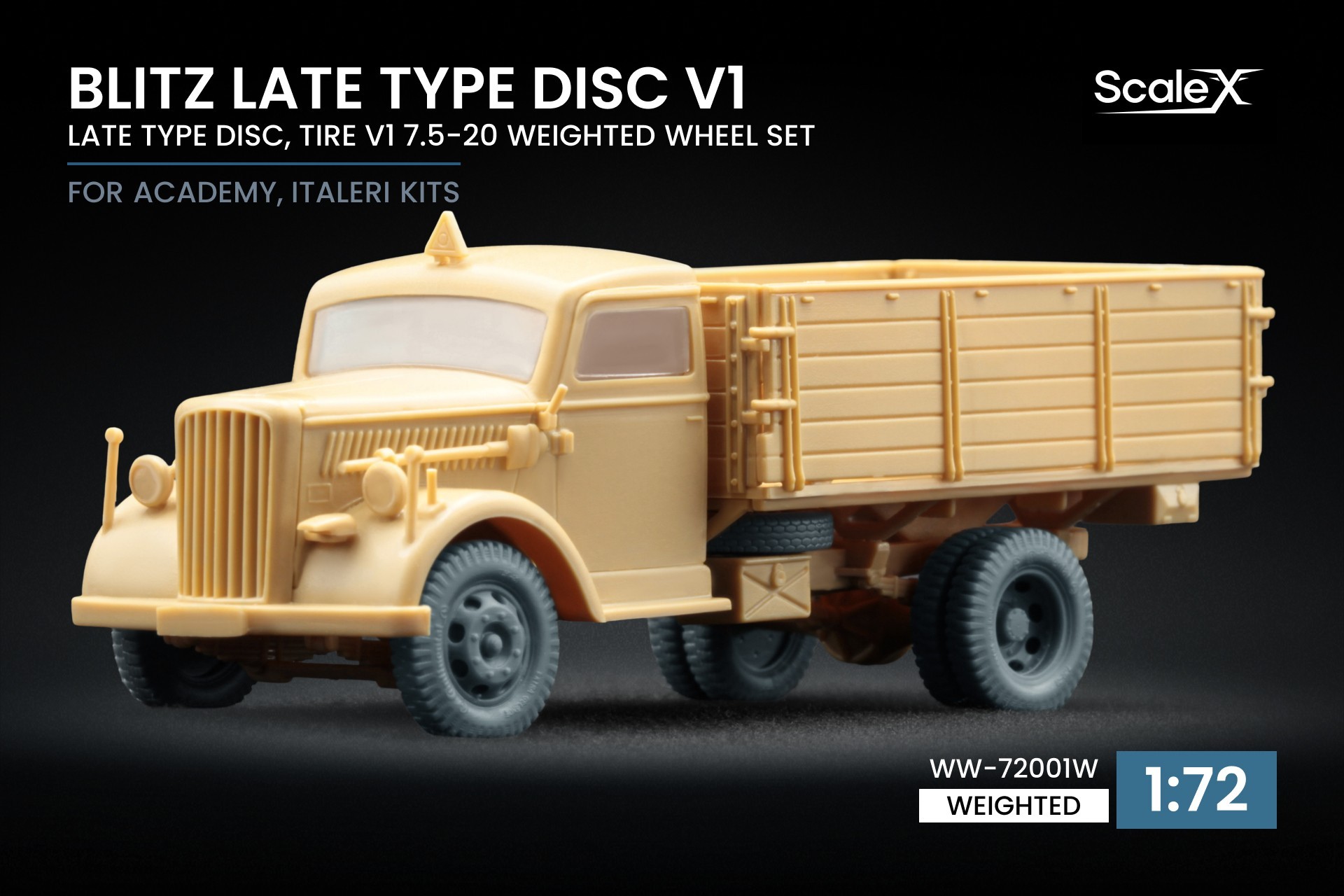 WW-72001W Blitz Late v1 Weighted Wheel Set for Academy, Italeri