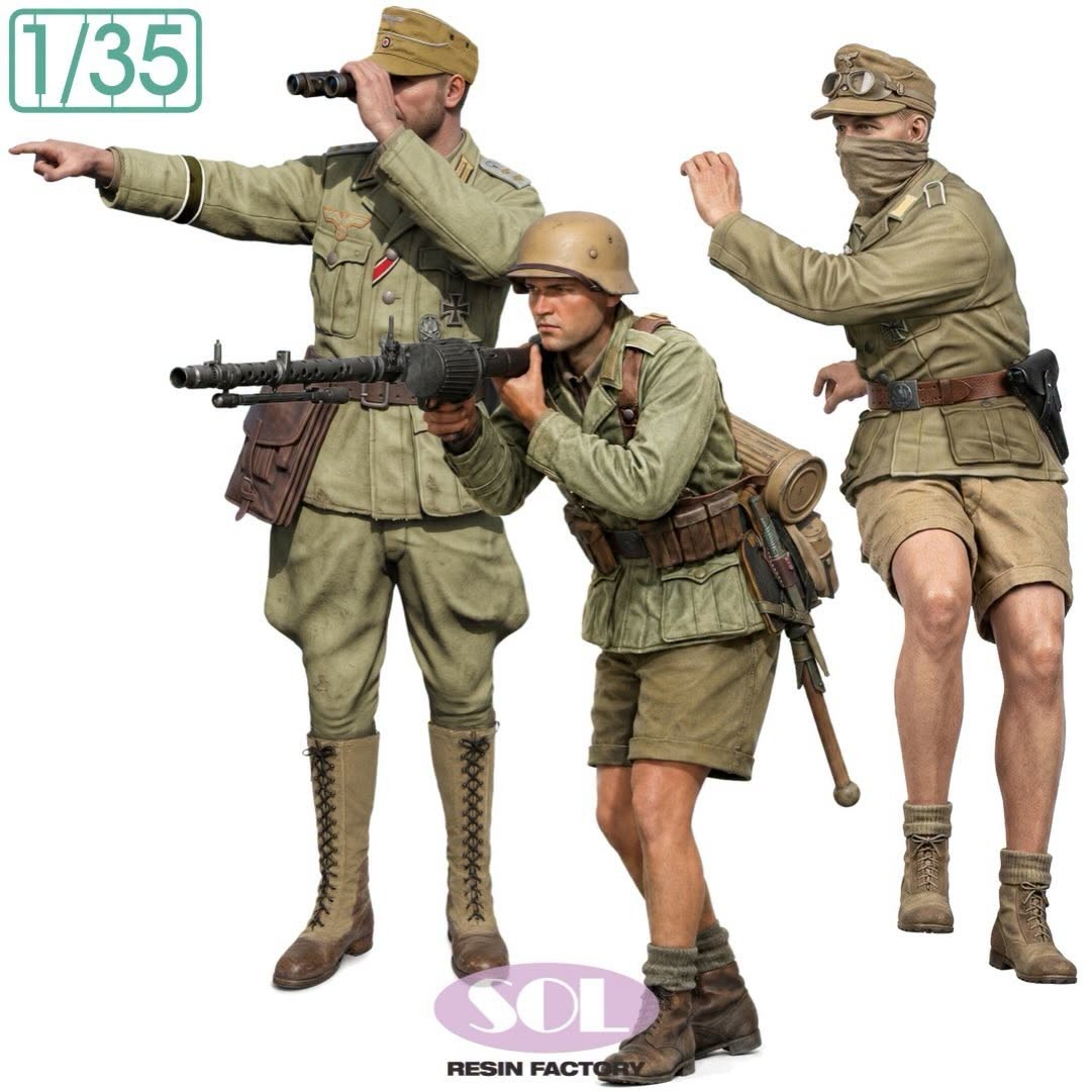 MM1058 1/35 scale  WWII German Sd.kfz.250/3 Crew & MG34 (for DASWERK)