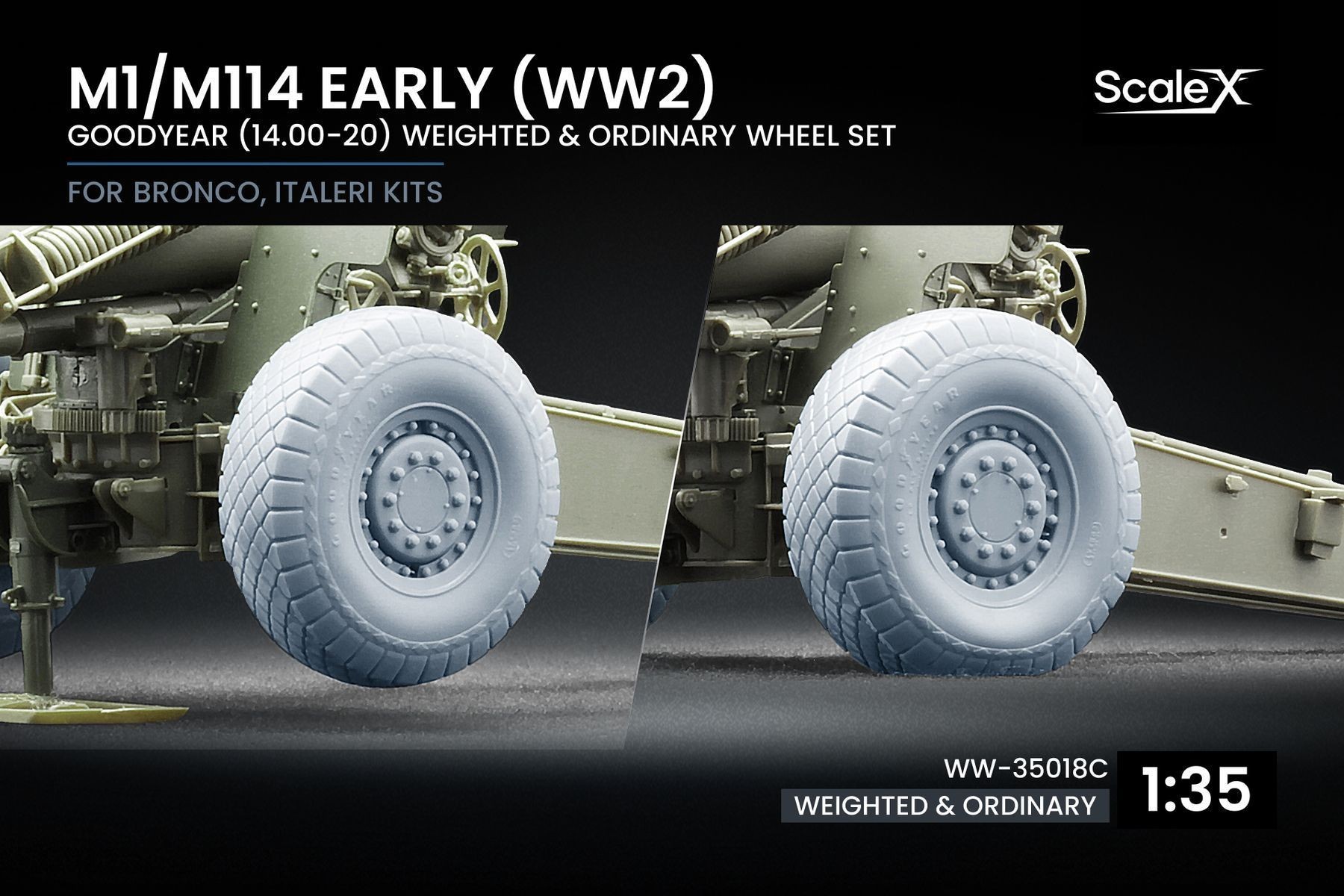 M1/M114 Early (WW2) Ordinary and Weighted Wheel Set