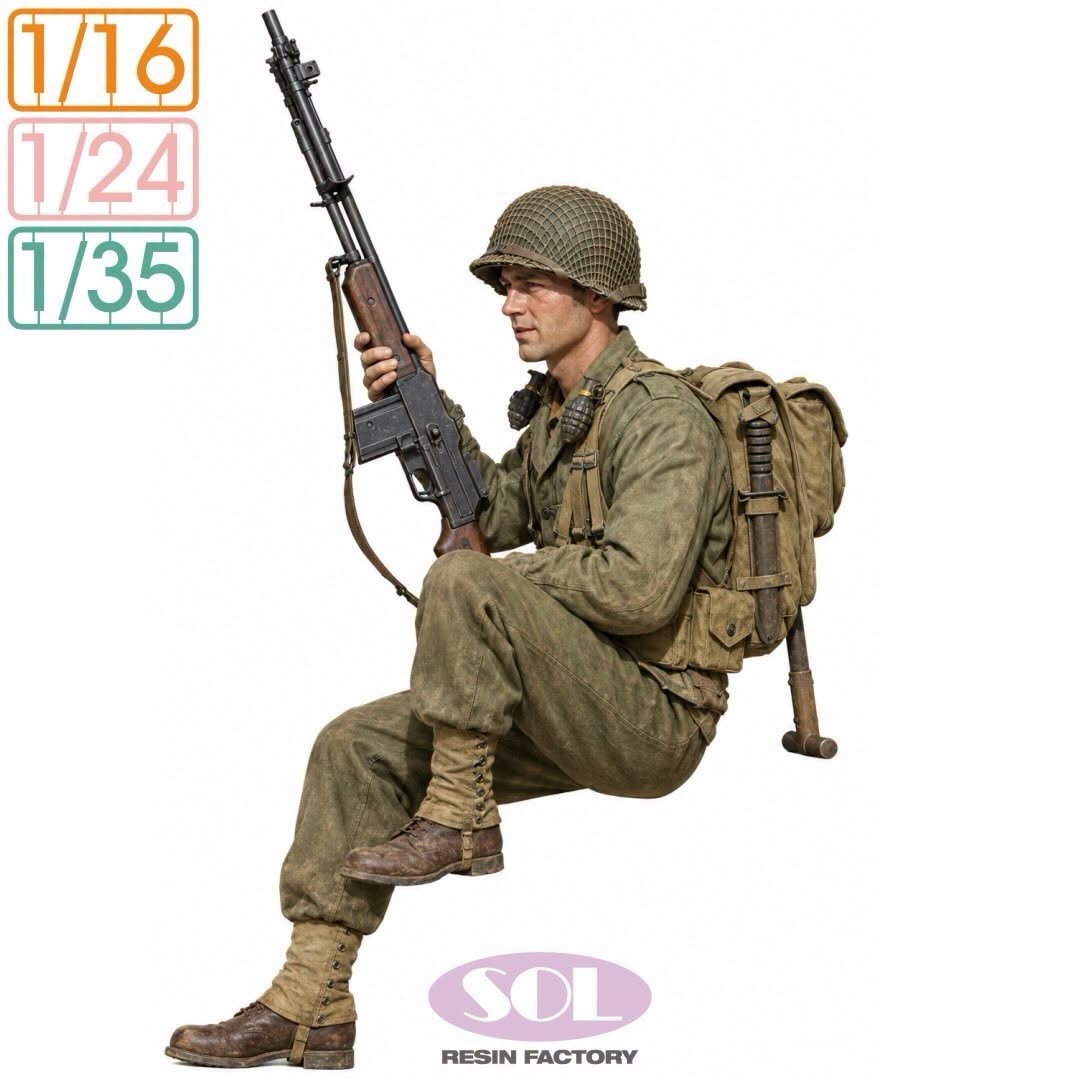 1/16. 24. 35 scale. U.S.ARMY M1918 Bar gunner