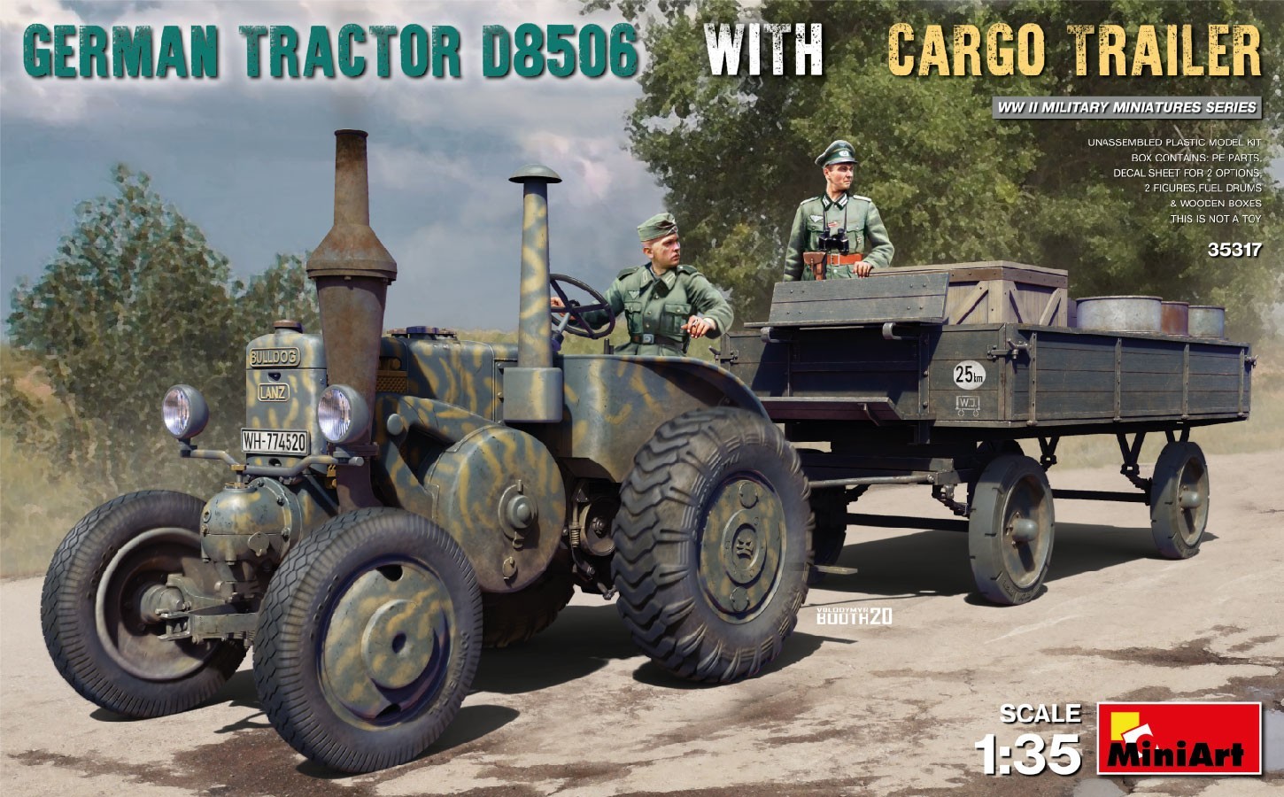 MiniArt German‌ ‌Tractor‌ ‌D8506‌ ‌with‌ ‌Cargo‌ Ttrailer‌
