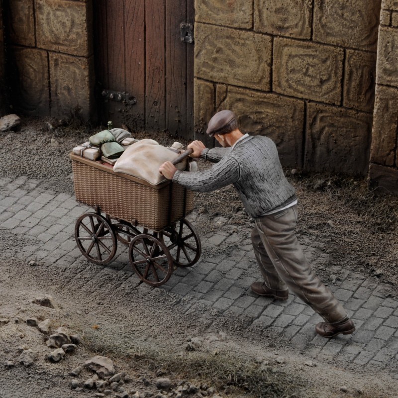 Evacuee with his Cart