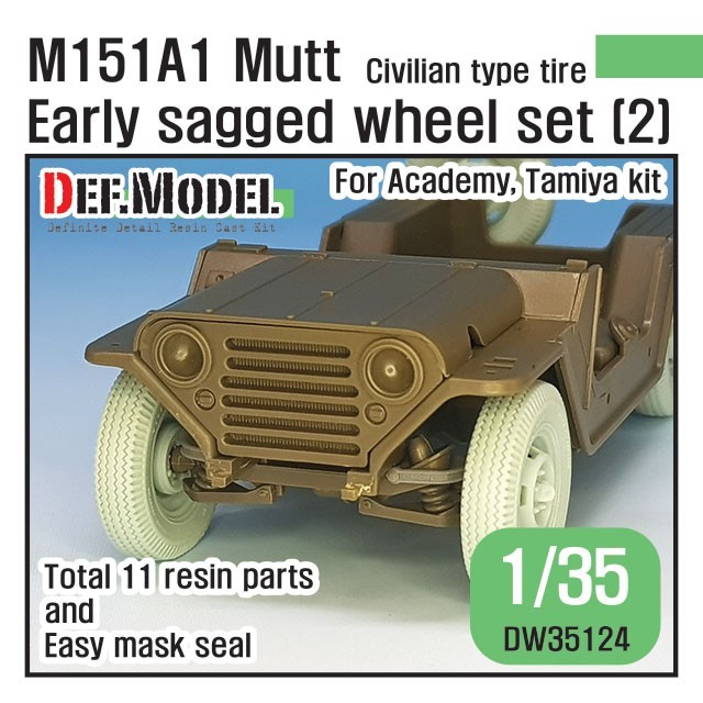 M151A1 Mutt Jeep Early Sagged Wheel Set #2 (DW35124)