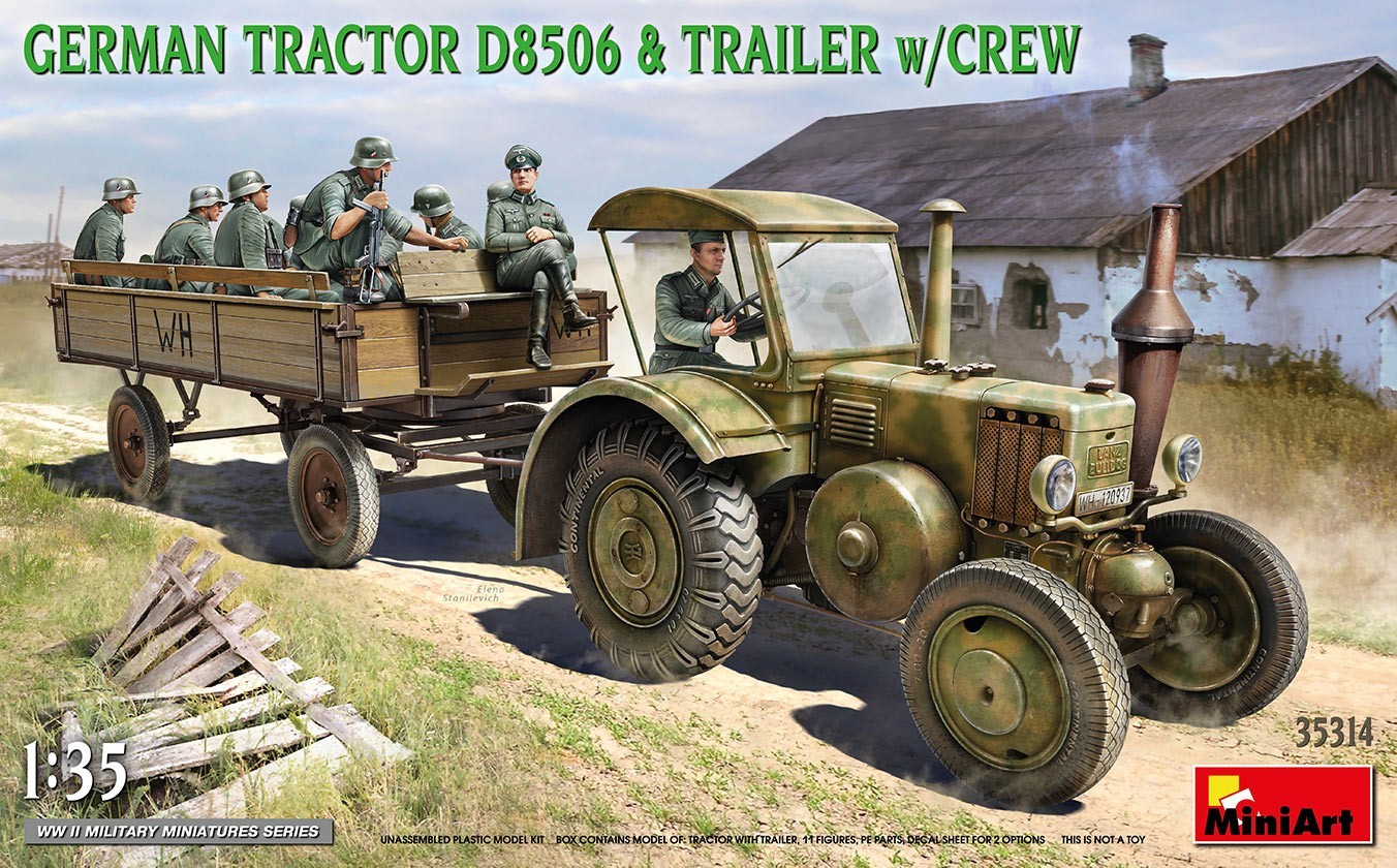 MiniArt 35314 German Tractor D8506 & Trailer W/Crew