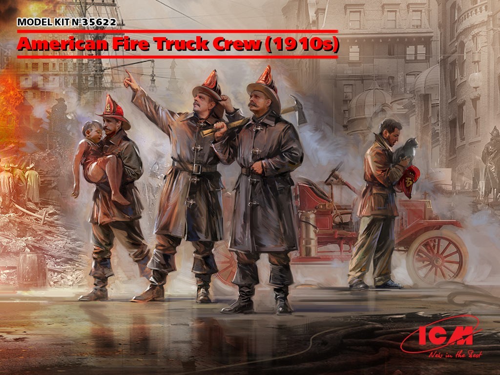 IN PROCESS! ICM 1/35 American Fire Truck Crew (1910s)