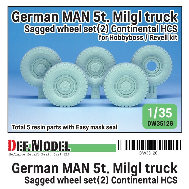 German MAN 5t. Mil gl Truck Sagged Wheel Set (2) (DW35126)