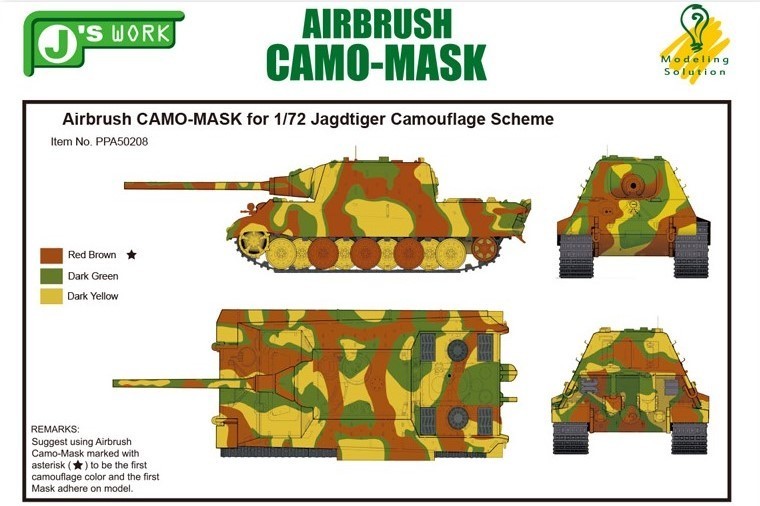J's Work Airbrush Camo-Mask for 1/35 German Panther Camouflage Scheme 2 