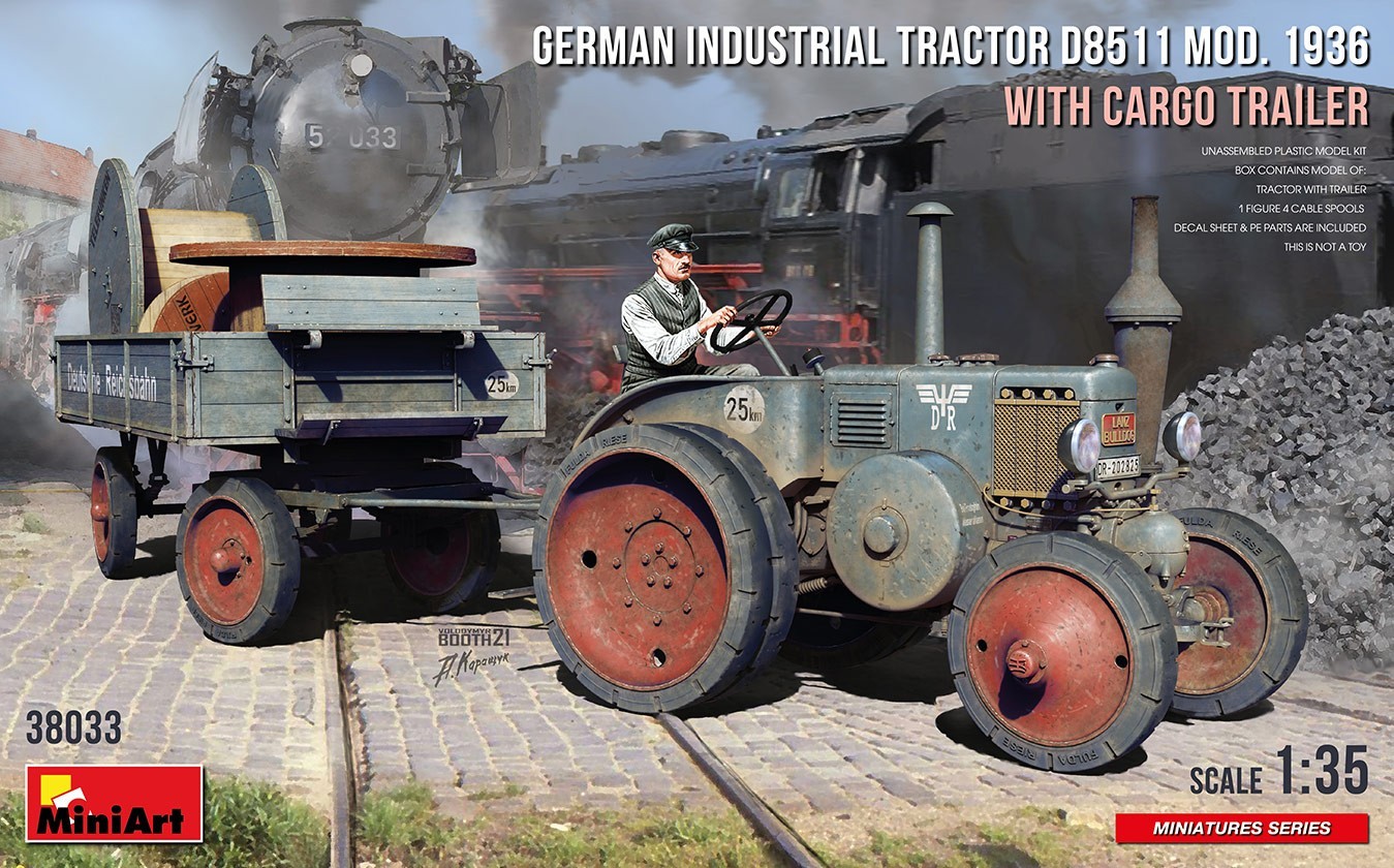MiniArt German Industrial Tractor D8511 Mod. 1936 with Cargo Trailer